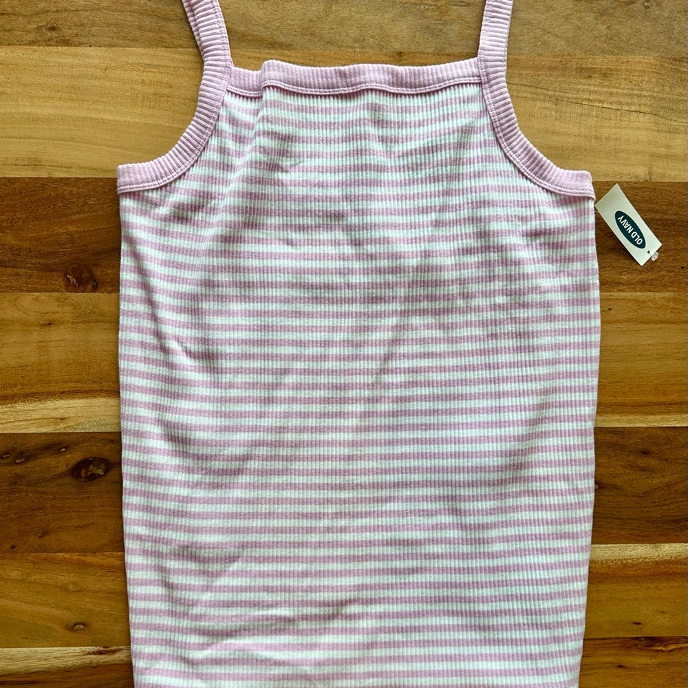 Old Navy Pink and White Striped Tank Top